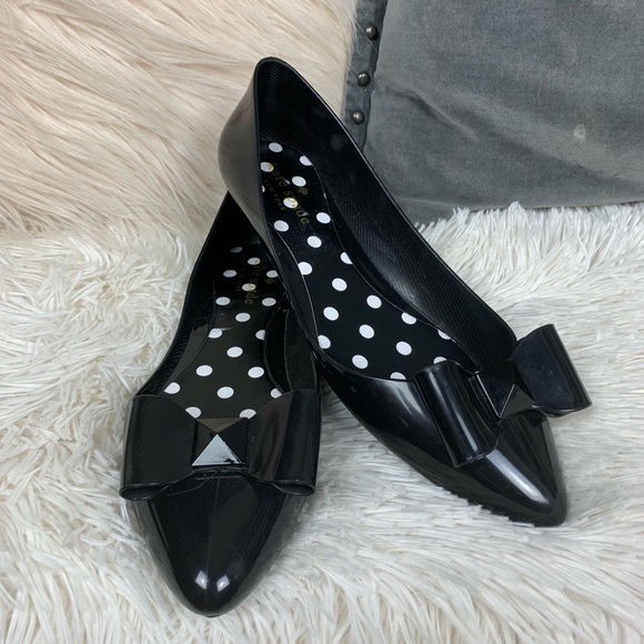 kate spade Shoes - BNWOT Kate spade black jelly bow ballerina flats 7